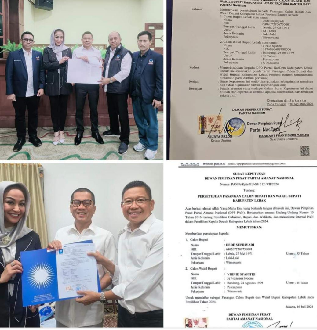 Dipilkada Lebak: Nasdem Resmi Usung Duet Dede Supriyadi dan Virnie