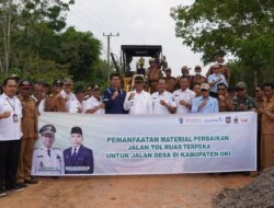 pj, Bupati OKI Cek Perbaikan Jalan yang Menfaatkan Bongkaran Tol