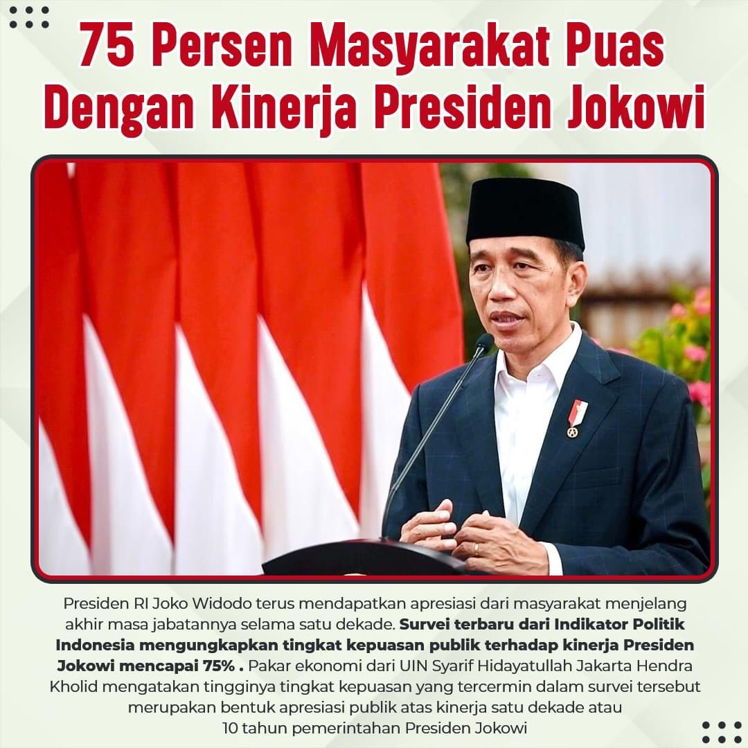 𝟕𝟓 𝐏𝐞𝐫𝐬𝐞𝐧 𝐌𝐚𝐬𝐲𝐚𝐫𝐚𝐤𝐚𝐭 𝐏𝐮𝐚𝐬 𝐃𝐞𝐧𝐠𝐚𝐧 𝐊𝐢𝐧𝐞𝐫𝐣𝐚 𝐏𝐫𝐞𝐬𝐢𝐝𝐞𝐧 𝐉𝐨𝐤𝐨𝐰𝐢