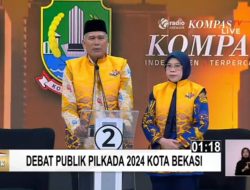 Debat Publik Perdana Pasangan Calon (paslon) Wali Kota dan Wakil Wali Kota Bekasi berlangsung semalam dan disiarkan secara langsung di Kompas TV, pada Pukul 19.00 WIB Jumat, (1/11/2024)