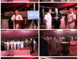 Danlantamal I Hadiri Deck Reception di Kapal Latih Angkatan Laut Italia ITS Amerigo Vespucci