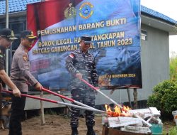 Lanal Dumai Musnahkan 3200 Batang Rokok Tanpa Pita Cukai, 300 Juta Dana Negara Terselamatkan