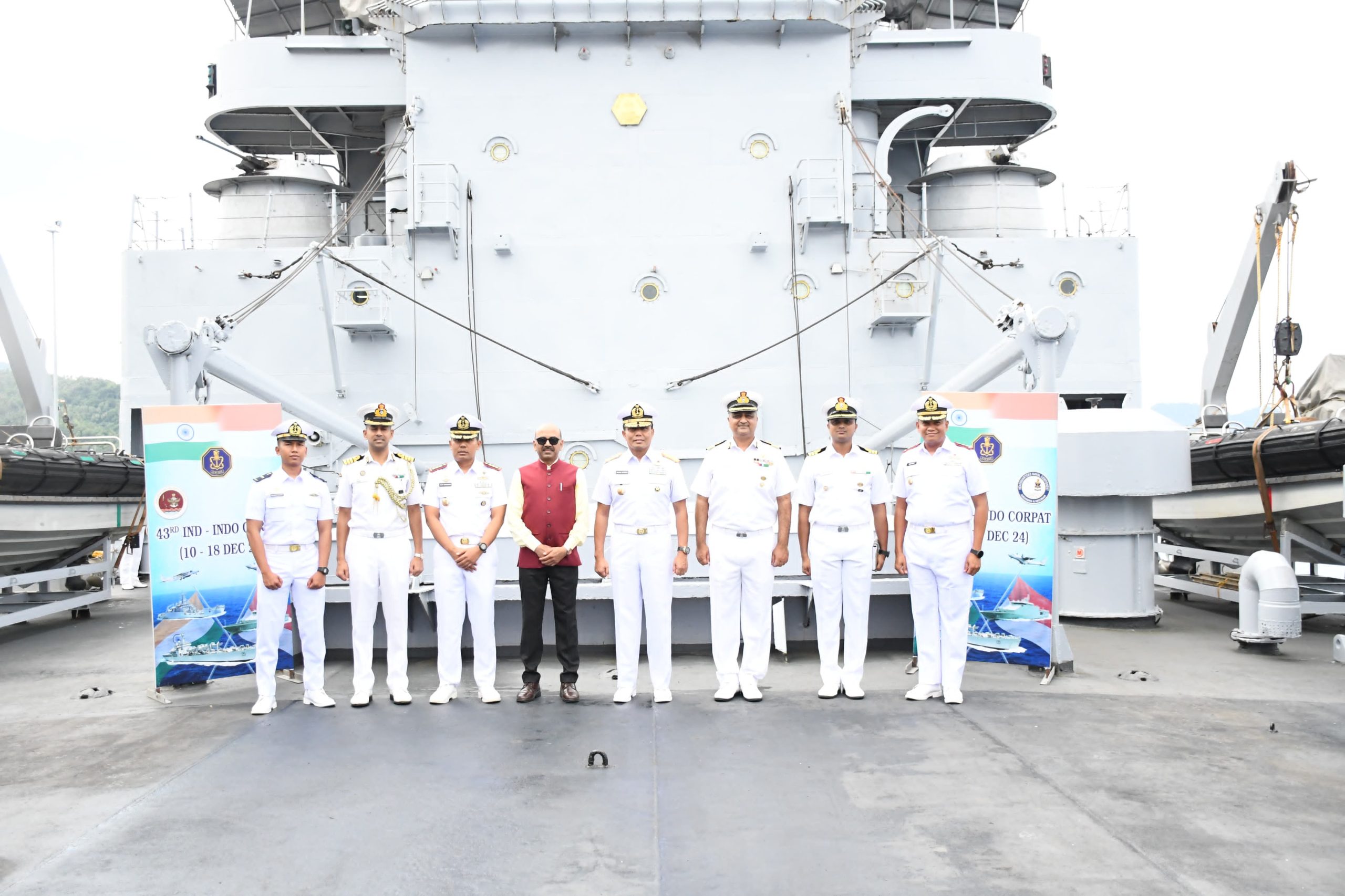 Wujudkan Keamanan Maritim di Perbatasan dan Perkuat Kerjasama Bilateral Indonesia-India, Lanal Sabang Sambut Kapal Perang Angkatan Laut India di Pulau Weh Sabang