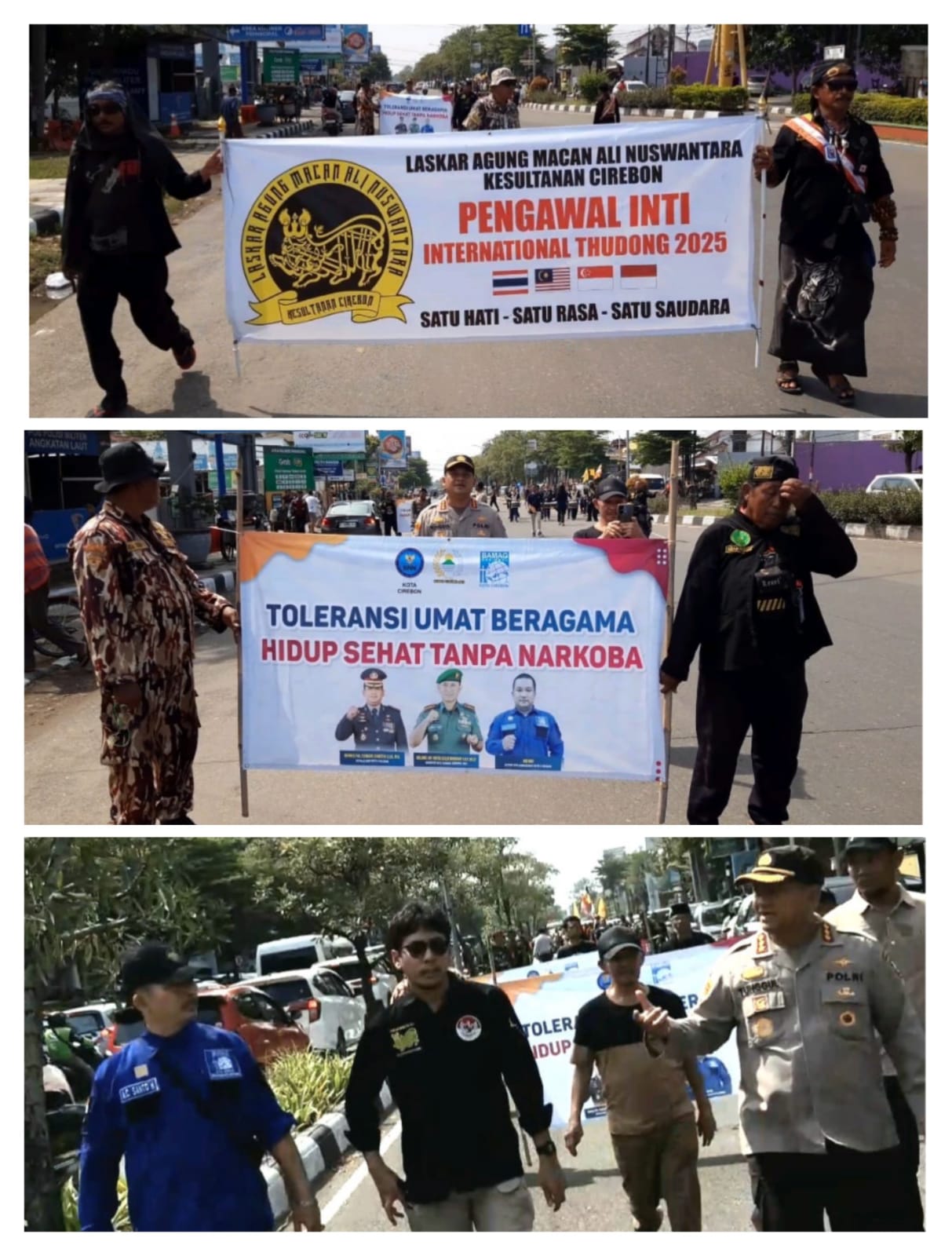 Kolaborasi BNN Kota Cirebon, Korem 063/SGJ, Laskar Agung Macan Ali, Dan DPD BAMAGNAS Menyambut Kedatangan Bikhsu Thudong Thailand