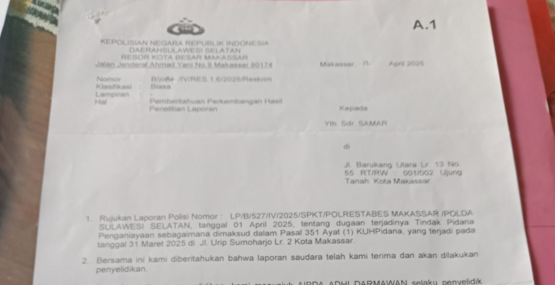 Terduga Pelaku Penganiayaan Sudah Hampir Sebulan Belum di Tangkap, Kinerja Polrestabes Makassar di Pertanyakan