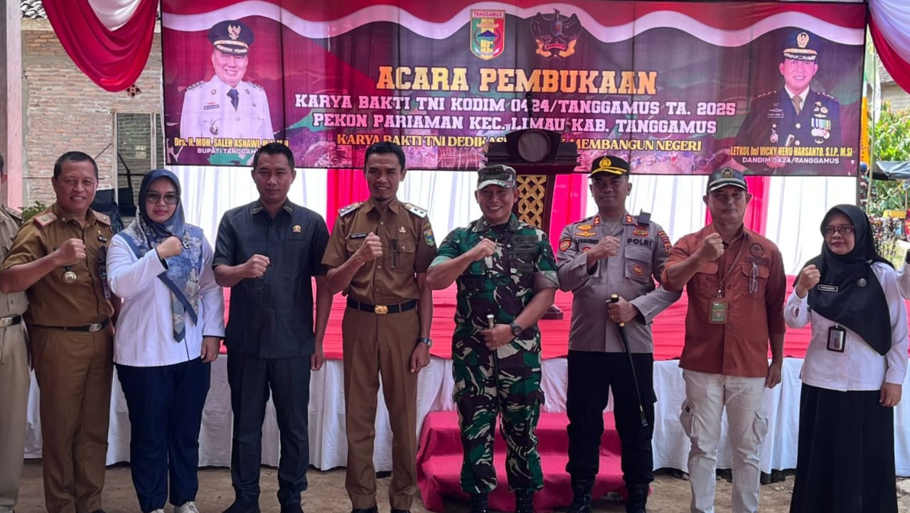 Kapolres Tanggamus Hadiri Pembukaan Karya Bakti TNI Kodim 0424 di Kecamatan Limau