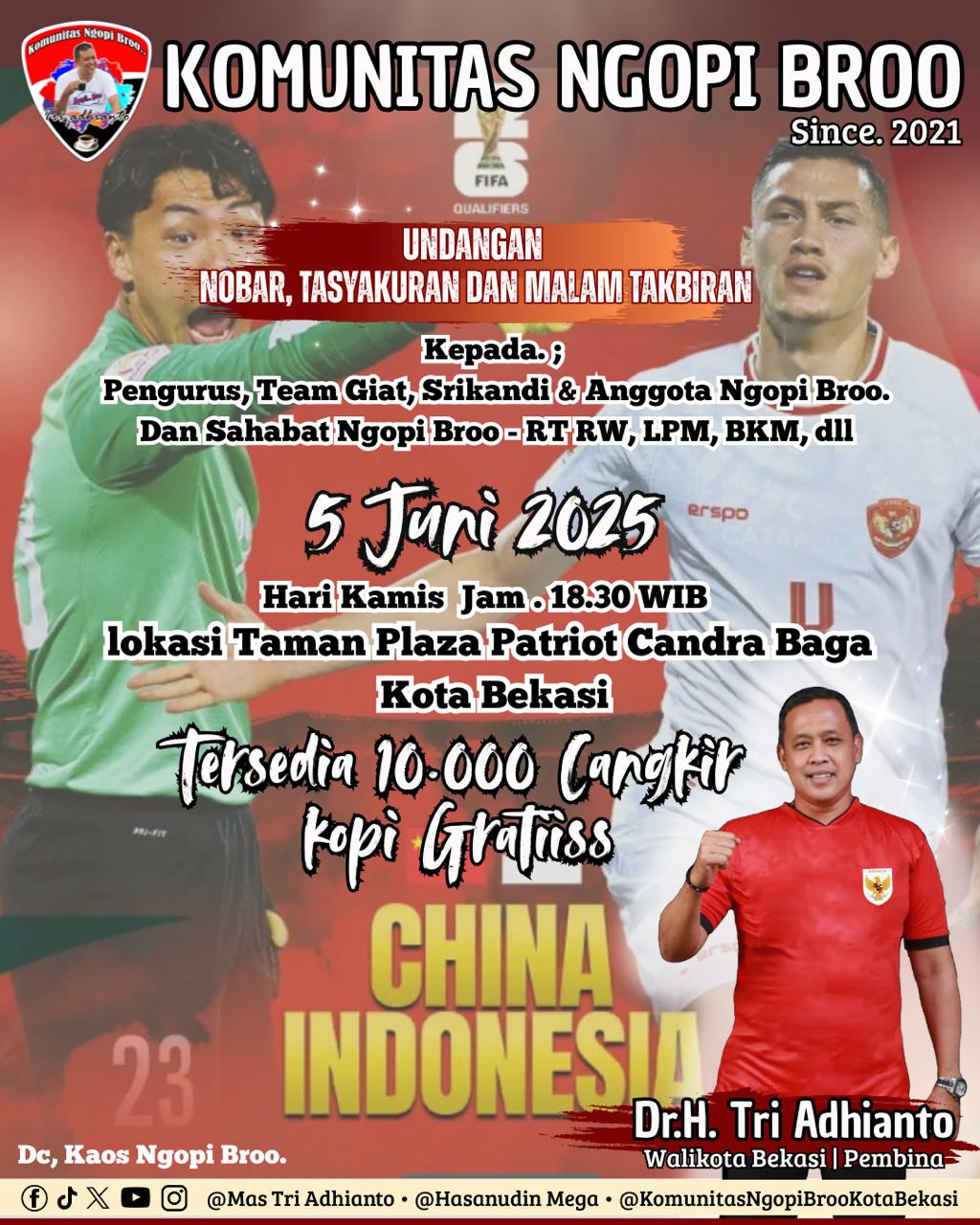 ‎Komunitas Ngopi Broo Hadir Menyediakan 10.000 Cangkir Kopi Gratis dalam Rangka Nobar, Tasyakuran dan Malam Takbiran ‎