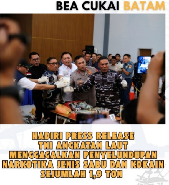Kepala Bea Cukai Batam Hadiri Press Release Bersama TNI AL Terkait Penggagalan Penyelundupan