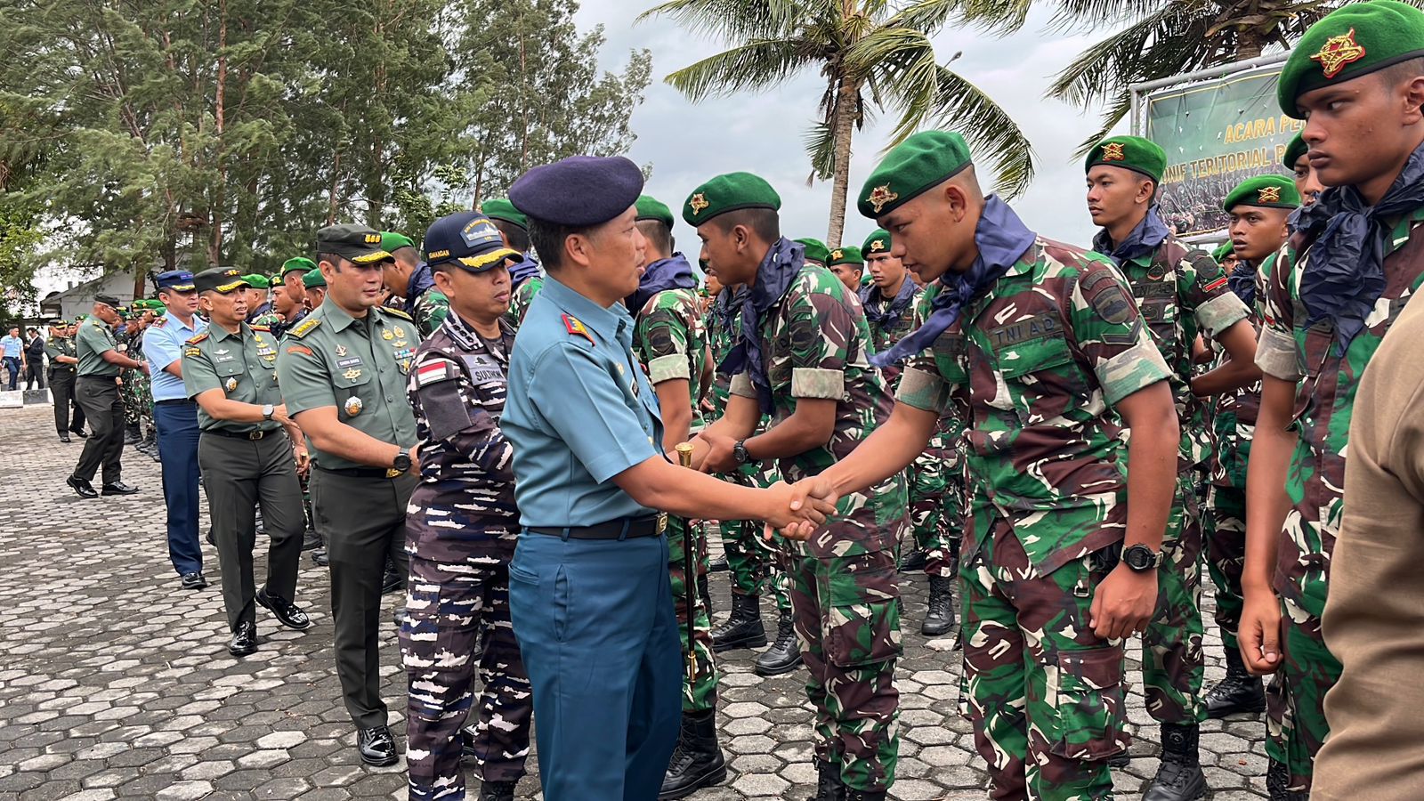 Danlanal Bintan Hadiri Upacara Penyambutan Kedatangan Personel Teritorial Pembangunan 849/Baladau