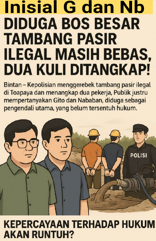 G dan Nbb Diduga Bos Besar Tambang Pasir Ilegal Masih Bebas, Dua Kuli Ditangkap!