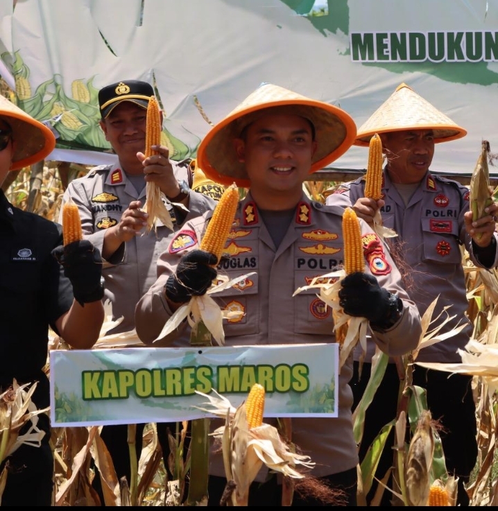 Polres Maros Gunakan LahanTidur Tanam Jangung Guna Mendukung Swasembada Pangan Bagi Perekonomian