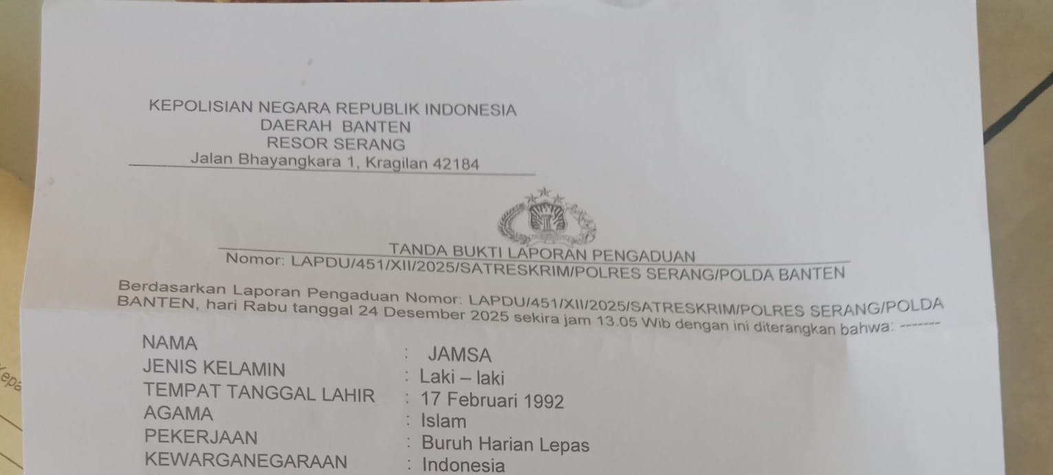 Soal Kasus Dugaan Penipuan Penjualan Kavling di Desa, Pasir limus: Berinisial *T* Resmi Dilaporkan Forwatu Banten Ke Polres Serang