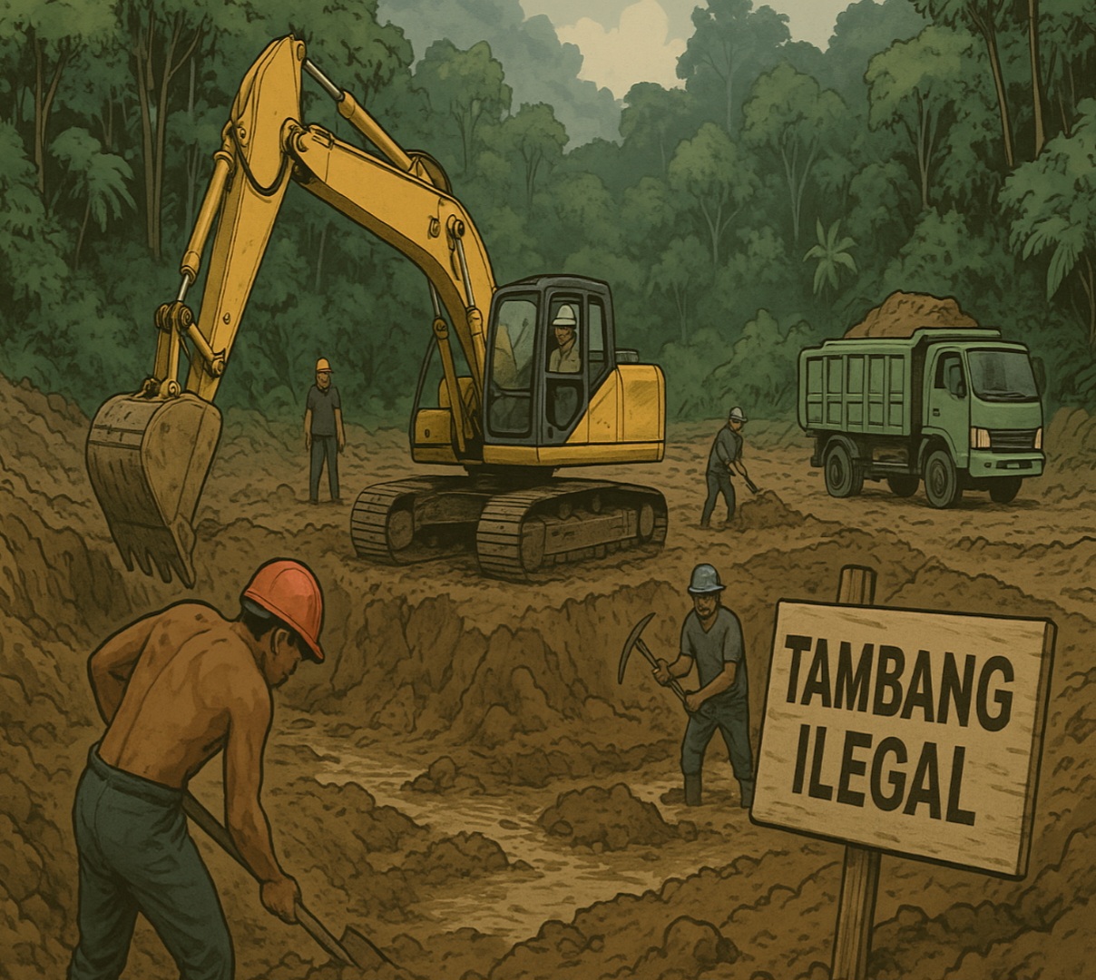 * Breaking news * Diduga marak nya penambang pasir ilegal di desa pancatunggal kecamatan Merbau Mataram,warga berharap dari pihak APH Polsek Merbau Mataram bertindak tegas terhadap penambang ilegal.