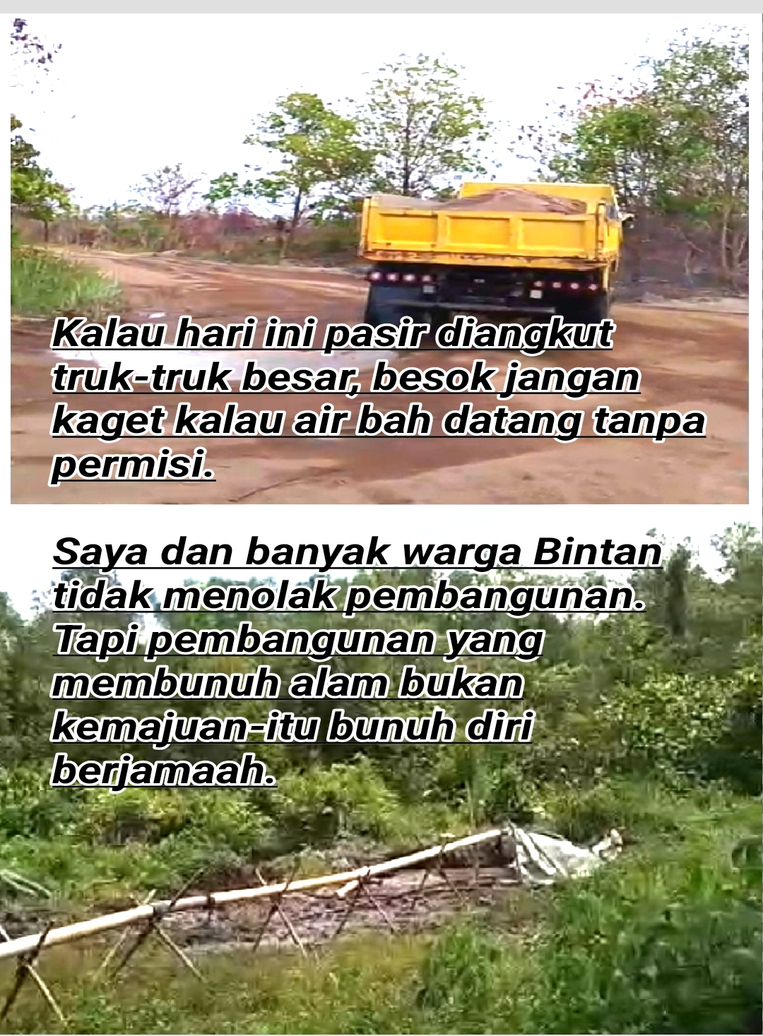 Nama Eruwin Thay Muncul, Aktivitas Galian C Tambang Pasir Ilegal di Bintan Disorot Keras