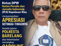 Ketua DPW Ikatan Penulis dan Jurnalis Indonesia (IPJI) Kepri Apresiasi Kinerja Polresta Barelang Ungkap Kasus Penipuan