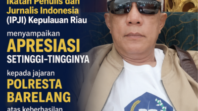 Ketua DPW Ikatan Penulis dan Jurnalis Indonesia (IPJI) Kepri Apresiasi Kinerja Polresta Barelang Ungkap Kasus Penipuan