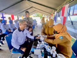 Peduli Kesehatan, Prajurit dan Jalasenastri Lanal Bintan Ikuti Skrining PTM dan Cek Kesehatan Gratis