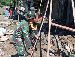 Babinsa Koramil 02/Bebesen Bersama Warga Gelar Karya Bhakti di Desa Binaan Aceh Tengah