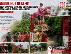 Sambut HUT RI ke-81, Pemuda Kampung Cibulung Cikupa Rangkong Kompak Bangun Gapura Merah Putih