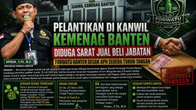 Pelantikan di Kanwil Kemenag Banten Diduga Sarat Jual Beli Jabatan, Forwatu Banten Desak APH Segera Turun Tangan