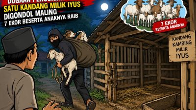 SATU KANDANG KAMBING MILIK IYUS DIGONDOL MALING, 7 EKOR BESERTA ANAKNYA RAIB