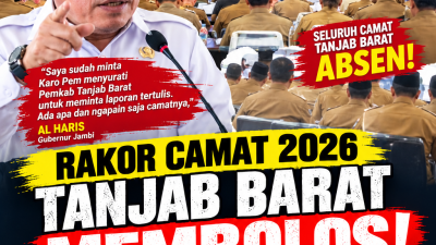 Rakor Camat Tahun 2026 Se-Provinsi Jambi, seluruh Camat Se-Tanjab Barat Kompak Membolos!!