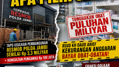 TAPD Usulkan Rp3,3 Miliar untuk Resmob Polda Jambi, Sementara RSUD KH Daud Arief Disebut Kekurangan Anggaran Obat