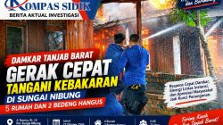 DAMKAR TANJAB BARAT GERAK CEPAT TANGANI KEBAKARAN DI SUNGAI NIBUNG, 5 RUMAH DAN 2 BEDENG HANGUS