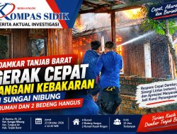 DAMKAR TANJAB BARAT GERAK CEPAT TANGANI KEBAKARAN DI SUNGAI NIBUNG, 5 RUMAH DAN 2 BEDENG HANGUS