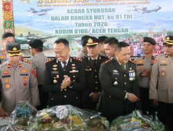 HUT TNI ke-81, Polres Aceh Tengah Beri Surprise untuk Kodim 0106 Usai Upacara