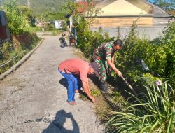 Babinsa Koramil 01/Lut Tawar Bersama Masyarakat Gelar Gotong Royong di Desa Bujang