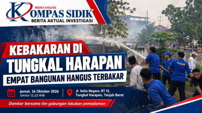 Empat Bangunan Hangus Terbakar di Tungkal Harapan, Petugas Gabungan Bergerak Cepat