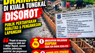 Proyek Drainase Kuala Tungkal Rp1,118 Miliar Disorot! Barak Kerja Tak Terlihat, K3 Dipertanyakan